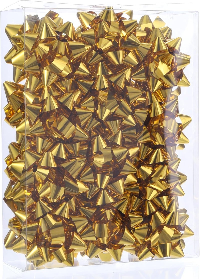 DYSHIPEN 24 Large Gift Bows,3.5 inches, Bows for Gift Wrapping and Presents,Christmas Bows,for Parties, Birthdays, Weddings or Other Holidays. (Gold) - Image 2